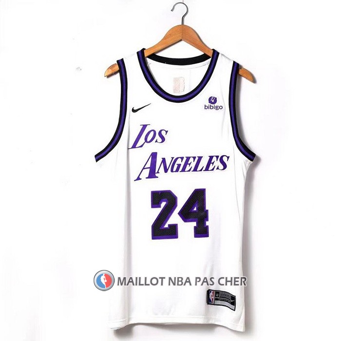 Maillot Los Angeles Lakers Kobe Bryant NO 24 Ville 2022-23 Blanc